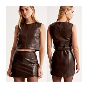 Abercrombie Faux Leather Skort in Brown